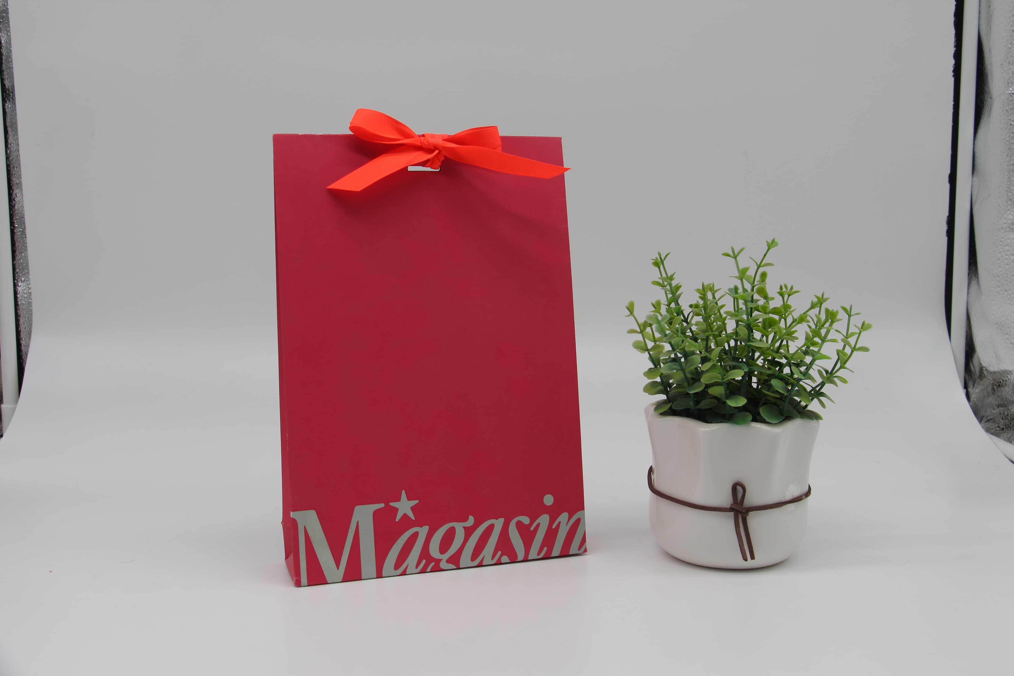 Pearlised gift bag with gold foil logo