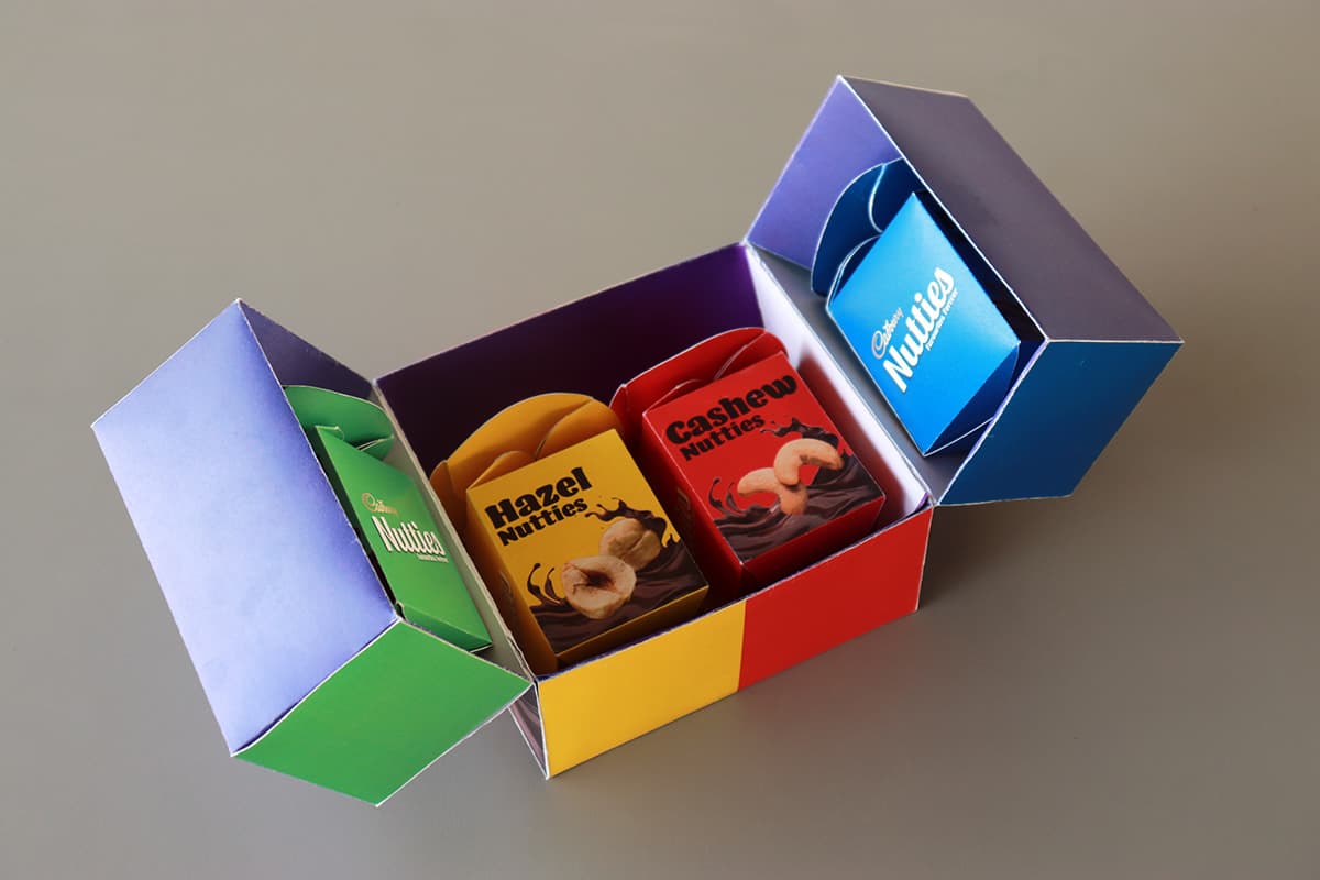 White card window box with soap visible inside