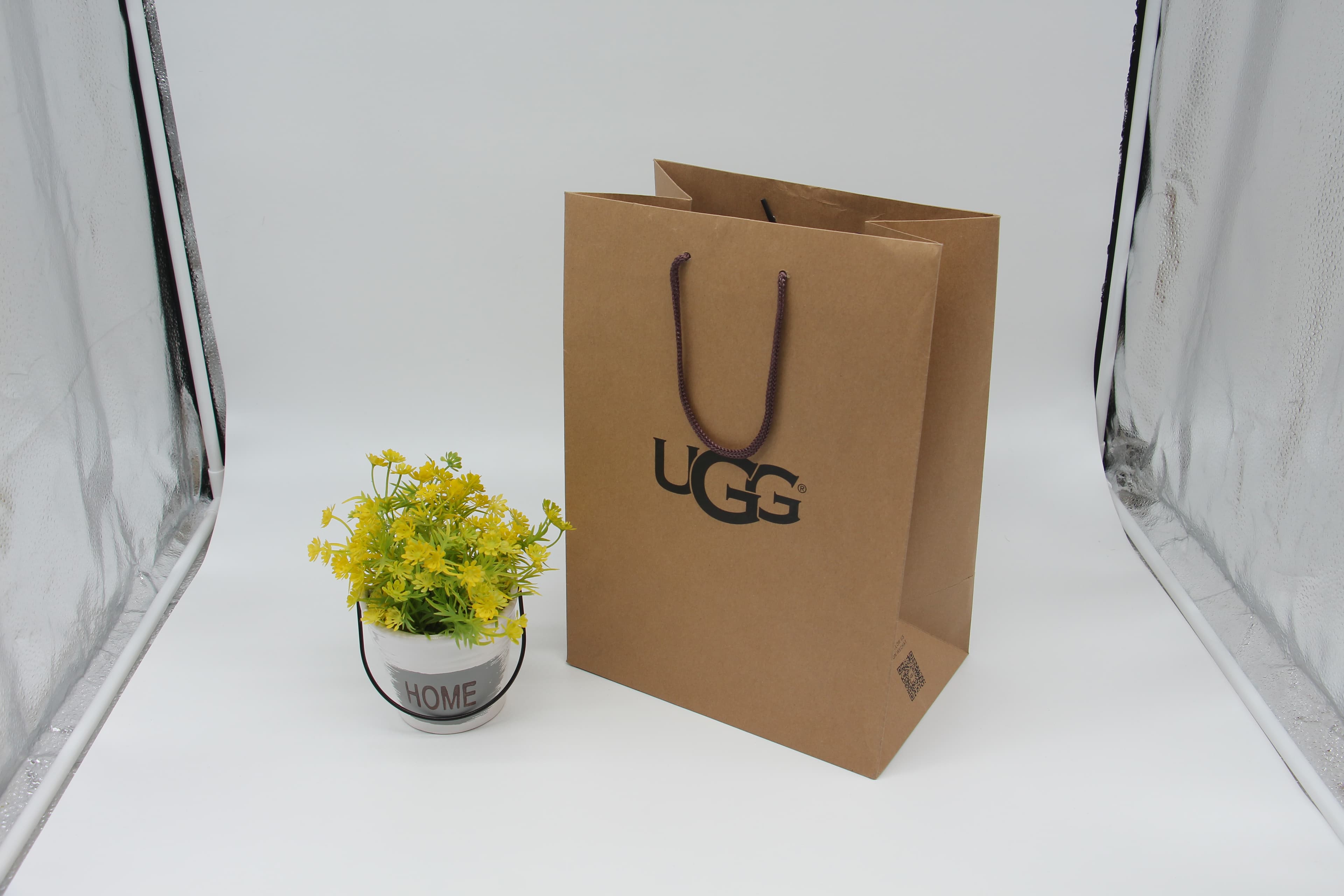 Brown kraft grocery bag with flat handle
