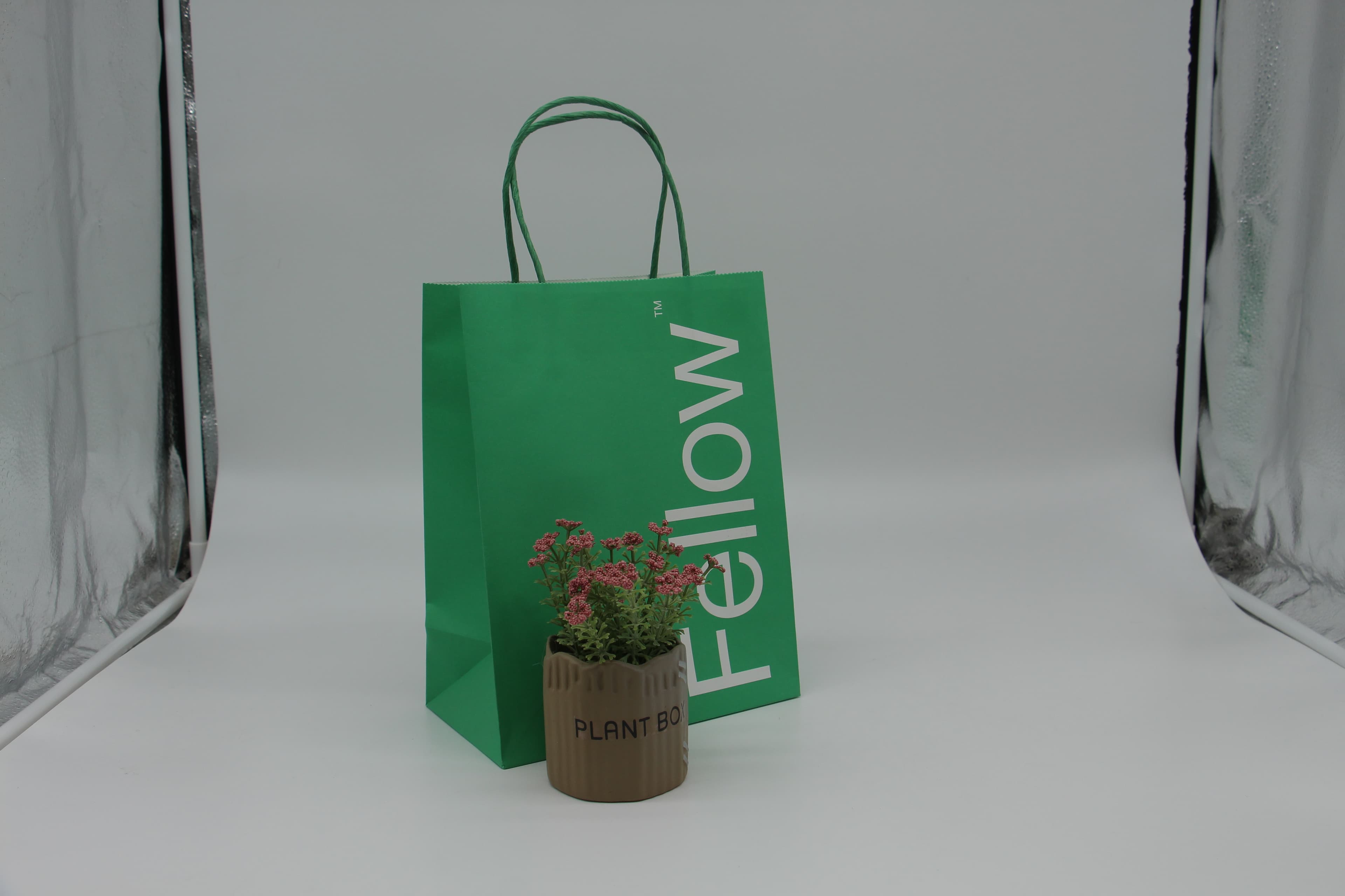 White Card Eco Shopping Bag with Ribbon Handle